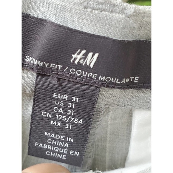 H&M Women Gray Polyester Blend Zippered Mid Rise Straight Fit Dress Pant Size 31 - Picture 7 of 11